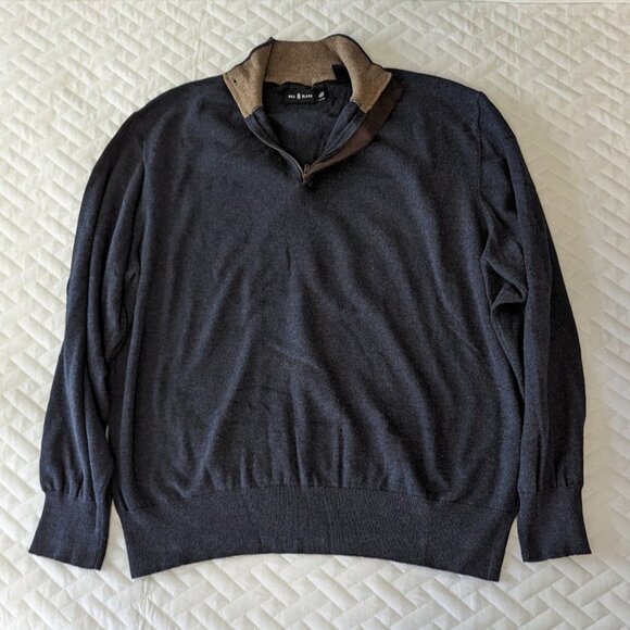Bill Blass 1/4 ZIp Charcoal Pullover Sweater in Men's XL - Picture 2 of 7